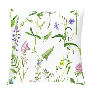 Personality  Seamless Pattern With Watercolor Drawing Flowers And Herbs Pillow Covers