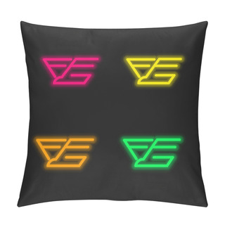 Personality  Bird In Flight Variant Four Color Glowing Neon Vector Icon Pillow Covers