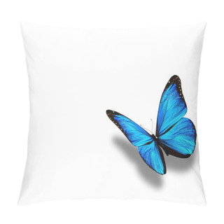 Personality  Blue Butterfly, Isolated On White Pillow Covers