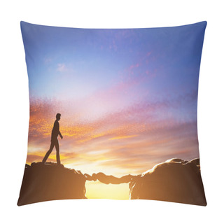Personality  Man Walking  Between Mountains Pillow Covers