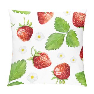 Personality  Seamless Pattern With Watercolor Strawberry Isolated On White Background. Hand Drawn Watercolor Illustration. Can Be Used For Textile, Wrapping Paper, Design Scrap Book Paper, Invitations And Other Pillow Covers