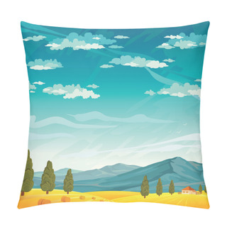 Personality  Rural Landscape With Field. Pillow Covers