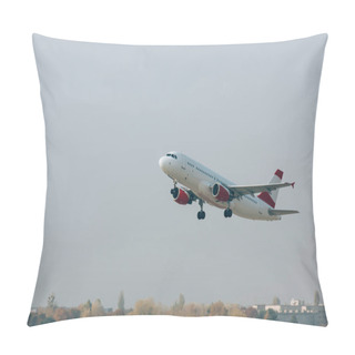 Personality  Flight Departure Of Commercial Plane Above Runway Pillow Covers