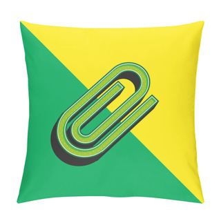 Personality  Attach Interface Symbol Of Rotated Paperclip Green And Yellow Modern 3d Vector Icon Logo Pillow Covers