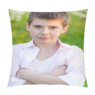 Personality  Beautiful Little Boy In A Blooming Garden In The Spring.  Pillow Covers