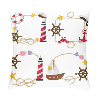 Personality  Set Of Isolated Rope Frames Nautical  Pillow Covers