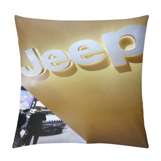 Personality  People Visit The Stand Of Jeep Of Chrysler During The 16th Shanghai International Automobile Industry Exhibition, Also Known As Auto Shanghai 2015, In Shanghai, China, 20 April 2015 Pillow Covers