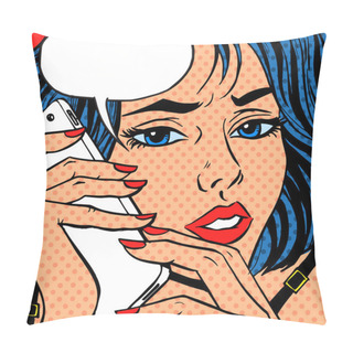 Personality  Girl Phone Talk Pop Art Vintage Comic Pillow Covers