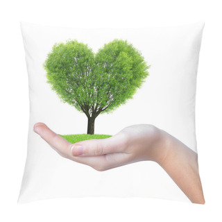 Personality  Growing Tree In The Shape Heart In Hand Pillow Covers