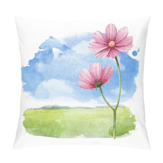 Personality  Watercolor Illustration Of A Summer Landscape Pillow Covers
