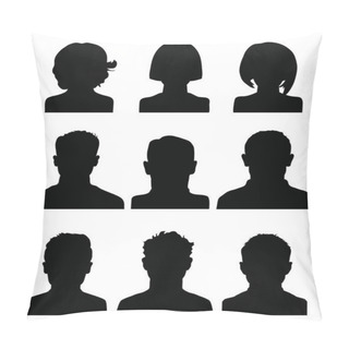 Personality  Black Silhouettes Of Human Heads, Avatar Profiles Pillow Covers