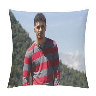 Personality  Portrait Of Latino Man In Rural Area With Mountains Behind In Guatemala Pillow Covers