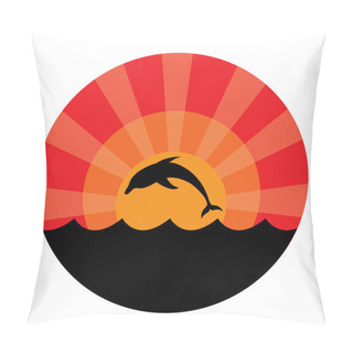 Personality  Silhouette Of Dolphins At Sunset Pillow Covers