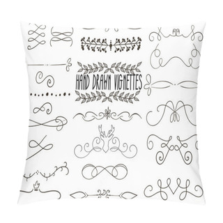 Personality  Set Of Hand Drawn Text Dividers, Vignettes In Retro Style Pillow Covers