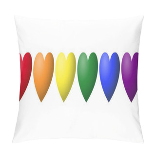 Personality  Gay Pride Rainbow Color Hearts In A Row Pillow Covers