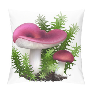 Personality  Vector Illustration - Russula Mushrooms Set Isolated On White Background. EPS 10 Pillow Covers
