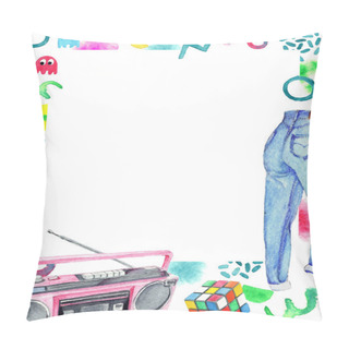 Personality  Watercolor Retro Themed Frame 1980s Pillow Covers