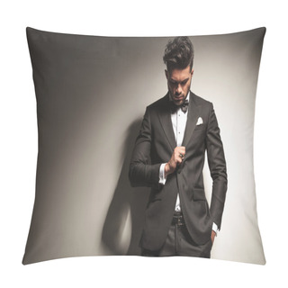 Personality  Business Man Looking Down To His Ring  Pillow Covers