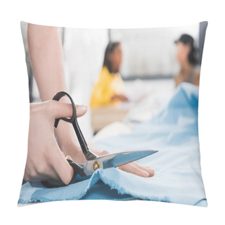 Personality  Young Dressmaker Cutting Fabric With Scissors Pillow Covers