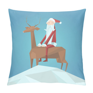 Personality  Santa Claus And Reindeer. Vector Illustration Pillow Covers