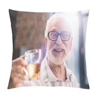 Personality  Senior Man With Cut Of Tea Pillow Covers