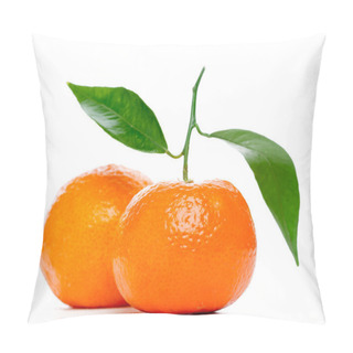 Personality  Tangerines With Leaves Isolated Over White Pillow Covers