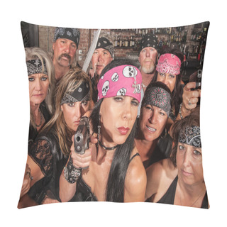 Personality  Threatening Biker Gang Pillow Covers