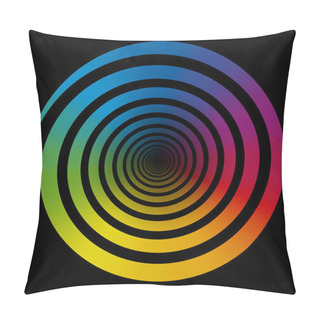 Personality  Rainbow Color Gradient Spiral Black Pillow Covers