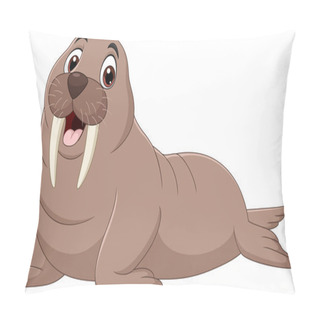 Personality  Vector Illustration Of Cartoon Walrus Isolated On White Background Pillow Covers