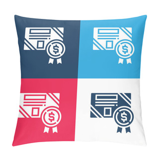Personality  Bond Blue And Red Four Color Minimal Icon Set Pillow Covers