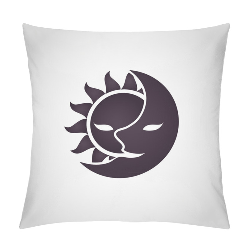 Personality  Sun And Moon Logo. Abstract Vector Illustration Pillow Covers