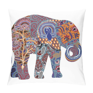 Personality  Decorated Elephant On A White Background Pillow Covers