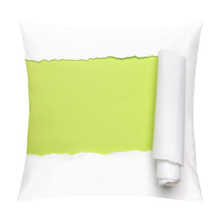 Personality  Torn Paper Showing Green Background Pillow Covers