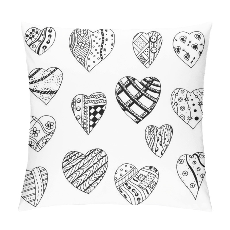 Personality  Set Of Hand Drawn Hearts Pillow Covers