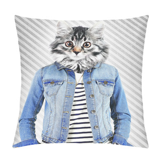 Personality  Portrait Of Woman With Animal Head Pillow Covers