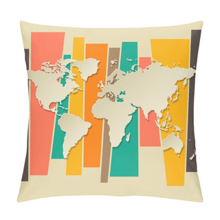 Personality  Vector World Map Paper 3D Retro Background Pillow Covers