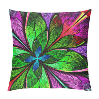 Personality  Beautiful Multicolor Fractal Flower. Computer Generated Graphics Pillow Covers