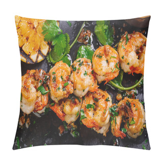 Personality  Roasted Shrimps On Skewers With Sauce And Lemon Pillow Covers