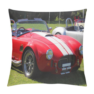 Personality  Red  Old Model Sport Car AC Cobra At The Festival Highland Gathering. Vintage Car Style. Pillow Covers