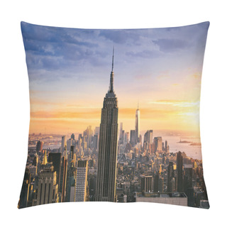 Personality  New York City Skyline With Urban Skyscrapers At Sunset, USA. Pillow Covers