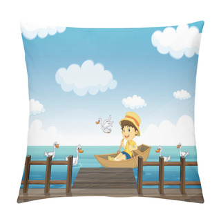 Personality  A Boy Boating Pillow Covers