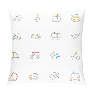 Personality  Transport Colored Outline Vector Icons 6 Pillow Covers