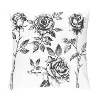 Personality  Hand Drawn Flower Set, Rose Collection Pillow Covers