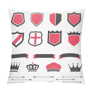 Personality  Set Vector Shields Heraldic Crowns Ribbons Arrows Pillow Covers