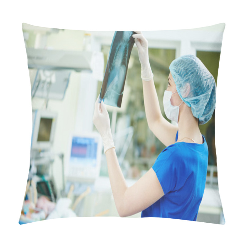 Personality  Intensive Care Unit Female Doctor With X-ray Image Pillow Covers