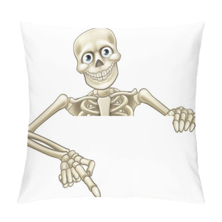 Personality  Cartoon Skeleton Pointing At Sign Pillow Covers