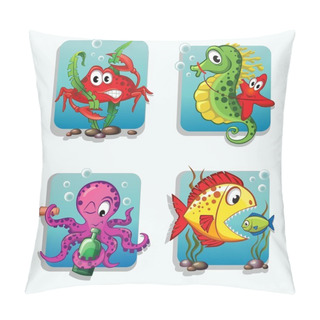Personality  Set Of Sea Animals Pillow Covers