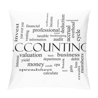 Personality  Accounting Word Cloud Concept In Black And White Pillow Covers