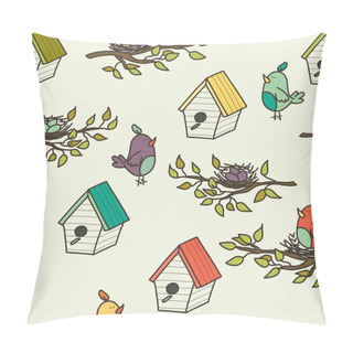 Personality  Pattern With Birdhouses And Birds Pillow Covers