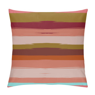 Personality  Orange, Brown Vector Watercolor Sailor Stripes Cute Seamless Summer Pattern. Retro Vintage Grunge Fabric Fashion Design Horizontal Brushstrokes. Uneven Painted Ink Trace, Geometric Autumn Print Pillow Covers